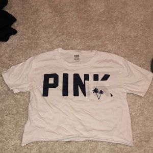 PINK white crop top